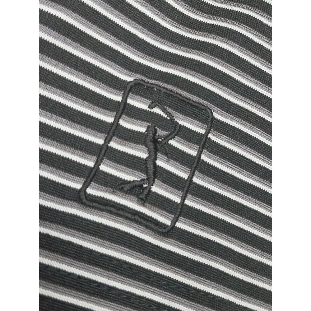 PGA Tour Men's [Size XL] Golf Polo Shirt Black/White/Gray Striped Short Sleeve - Picture 4 of 5
